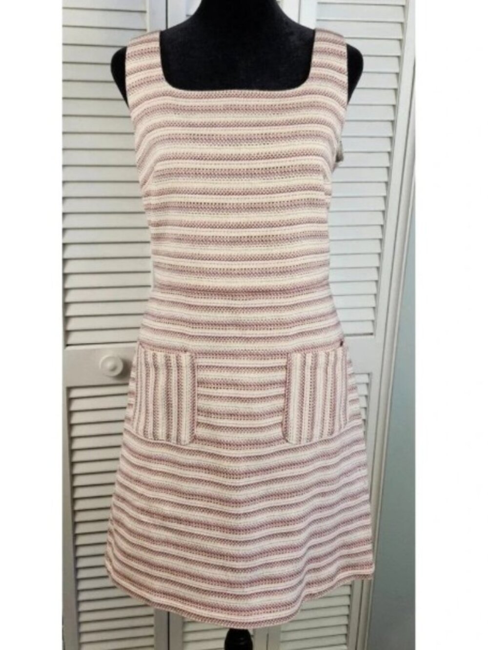 Loft Tweed Dress size 8 Soft Neutral Striped Preppy Office NWT $110